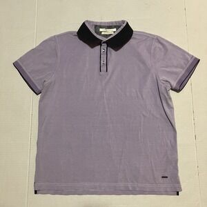 Lorenzoni Golf Polo Shirt Size Large Men Extra Fine Cotton Purple Made‎ In Italy